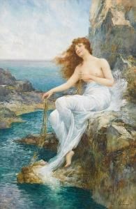 A Sea Maiden Resting On A Rocky Shore