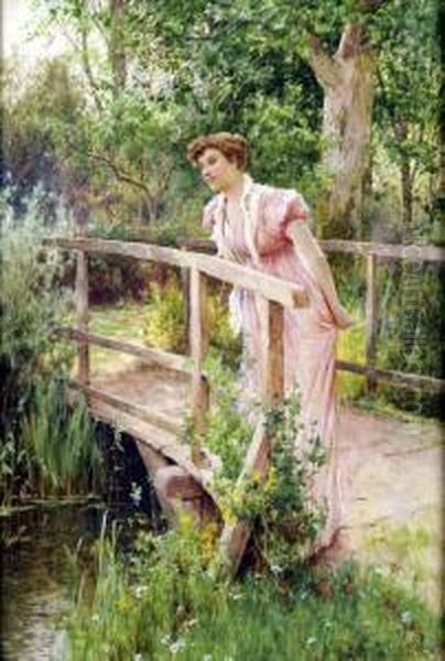 Good Morning, With Lady Looking Longingly On A Rustic Bridge - view 1