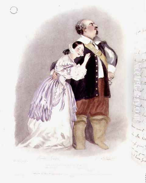 Giulia Grisi (1811-69) as Elvira and Luigi Lablache (1794-1858) as Sir George Walton in 'I Puritani', from 'Recollections of the Italian Opera', 1836 - view 1