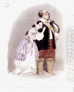 Giulia Grisi (1811-69) as Elvira and Luigi Lablache (1794-1858) as Sir George Walton in 'I Puritani', from 'Recollections of the Italian Opera', 1836 by Alfred-Edward Chalon