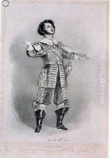 Giovanni Battista Rubini (1794-1854) as Arturo in 'I Puritani', proof copy from 'Recollections of the Italian Opera', 1836 - view 1