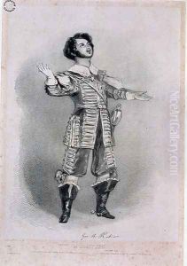 Giovanni Battista Rubini (1794-1854) as Arturo in 'I Puritani', proof copy from 'Recollections of the Italian Opera', 1836 by Alfred-Edward Chalon