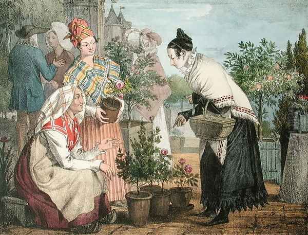 The Flower Market, Paris, 1821 - view 1