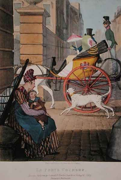 The carriage entrance, from 'Twenty-four Subjects, Exhibiting the Costume of Paris', 1817-22 - view 1