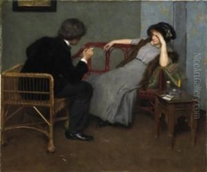 Couple In Converstion. Signed Bottom Right: S. Glucklich