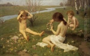 Bambini Su Un Prato In Fiore by Simon Glucklich