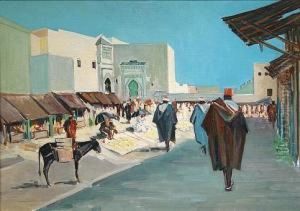 Belebter Tunesischer Marktplatz by Martin Franz Glusing