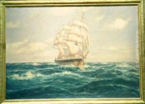 Ship In High Seas by Martin Franz Glusing