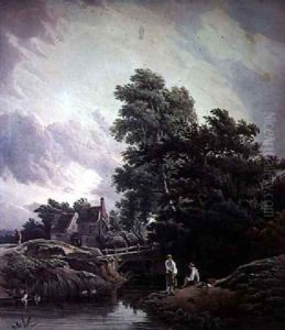 Landscape with Watermill and Figures by John James Chalon