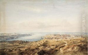 Vue De La Ville De Sebastopol Apres Le Siege, La Mer Noire A L'arriere-plan