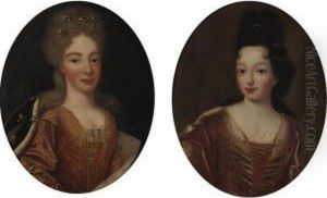 Portraits Of Ladies: A Pair Of Paintings by Pierre Gobert