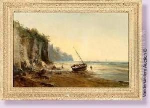 Bor De Mer Anime Aux Pieds Des Falaises by Alfred Godchaux