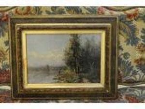 Pecheur Au Bord De La Riviere by Alfred Godchaux