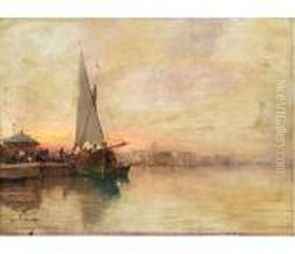 Le Coucher De Soleil Sur Le Port D'alger. - view 1