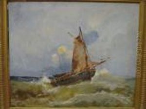 Voilier Dans La Tempete by Emile Godchaux