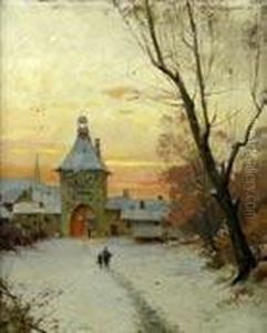 entree De Ville Sous La Neige by Emile Godchaux