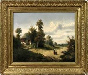 femme Et Enfant En Bord De Chemin