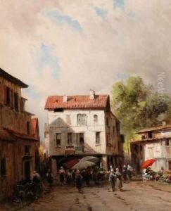 Le Marche Sur La Place Du Village by Emile Godchaux