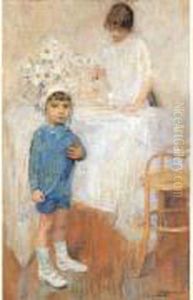 Interieur Avec Enfant En Bleu by Ernst Jean Joseph Godfrinon