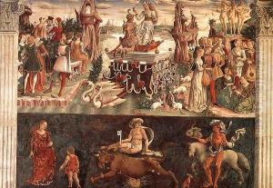 Allegory of April- Triumph of Venus (detail 1) 1476-84 by Francesco Del Cossa