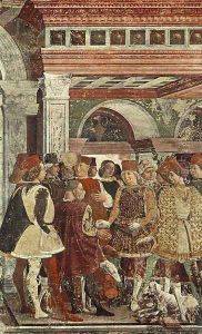 Allegory of April- Triumph of Venus (detail 4) 1476-84 by Francesco Del Cossa