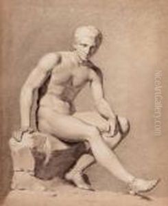Sitzende Mannliche Akte by Carl Goebel