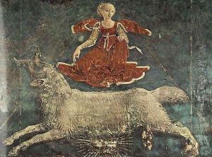 Allegory of March- Triumph of Minerva (detail 3) 1476-84 by Francesco Del Cossa