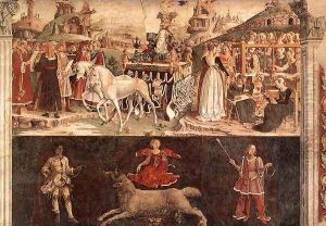 Allegory of March- Triumph of Minerva (detail 1) 1476-84 by Francesco Del Cossa