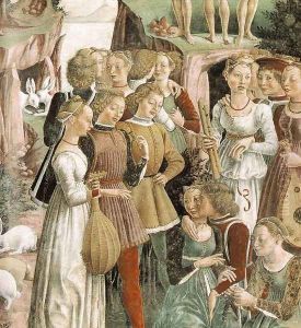 Allegory of April- Triumph of Venus (detail 5) 1470 by Francesco Del Cossa