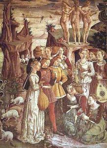 The Triumph of Venus, April from the Room of the Months (detail) c.1467-70 by Francesco Del Cossa