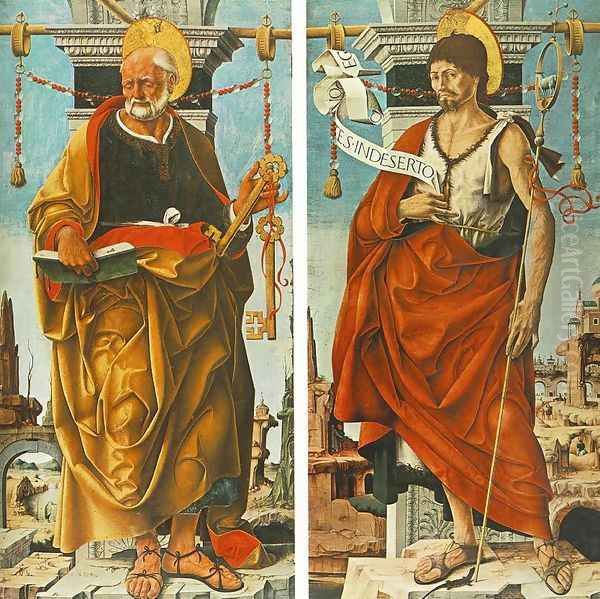 St Peter and St John the Baptist (Griffoni Polyptych) 1473 - view 1