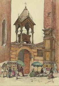 A North African Street Scene; And Street Sellers, Verona by Robert Charles, Goff Col.