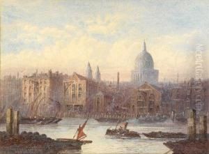 'st. Pauls From Bankside'; Tower Bridge', A Pair by Frederick E.J. Goff
