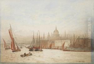 Below London Bridge; St Paul's From Bankside,a Pair by Frederick E.J. Goff