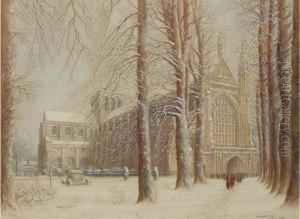 Winchester Cathedral In The Snow by Frederick E.J. Goff