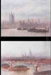 Westminster; Blackfriars Bridge With St. Paul's Beyond, A Pair by Frederick E.J. Goff
