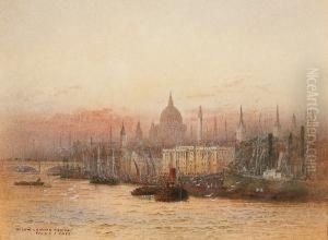 Below London Bridge; Tower Bridge, A Pair by Frederick E.J. Goff