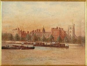 Four Views From The Thames: 
Lambeth Palace; Westminster Abbey; Tower Bridge; Lime House, Four