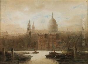 Old Paul's Wharf, From Bankside by Frederick E.J. Goff