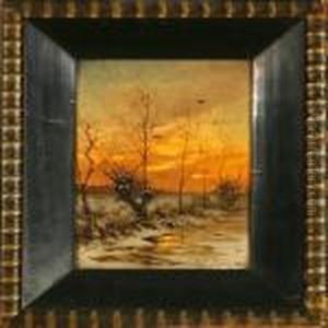 Winter Landscape At Sunset by Heinrich Gogarten