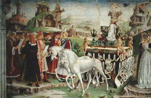 The Triumph of Minerva, March, from the Room of the Months, (detail) c.1467-70 by Francesco Del Cossa