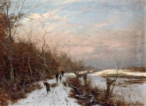 Winterlandschaft Mit Reisigsammlern