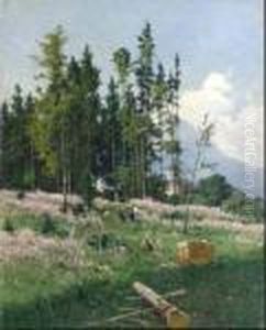 Waldarbeiter Auf Einer Lichtung. by Heinrich Gogarten