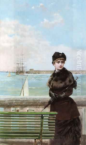 An elegant Woman at St. Malo - view 1