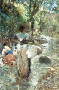 Le Lavandaie Al Valloncello Di Mondonico by Emilio Gola