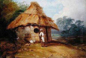 View in Southern India, with a Warrior Outside his Hut, c.1815 by George Chinnery
