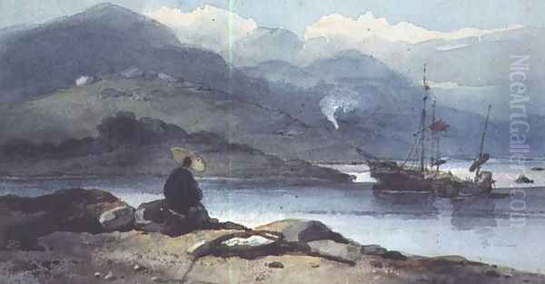 A Chinese River with a Figure on the Bank - view 1
