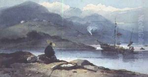A Chinese River with a Figure on the Bank