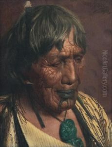 A Happy Thought, Te Aitu Te Irikau, A Noted Arawa Chieftainess by Charles Frederick Goldie