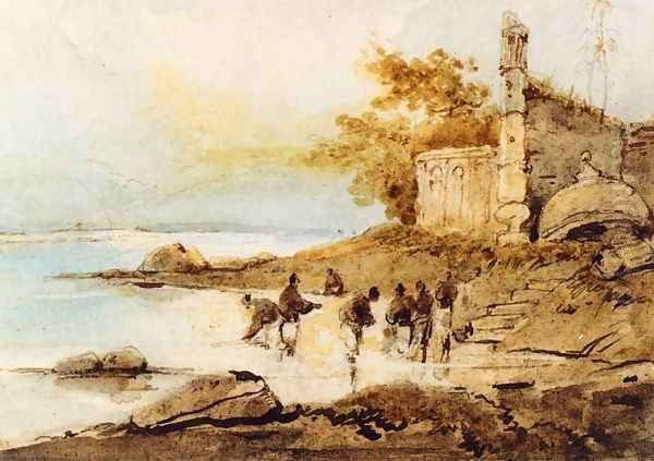 Figures Bathing in a River - view 1